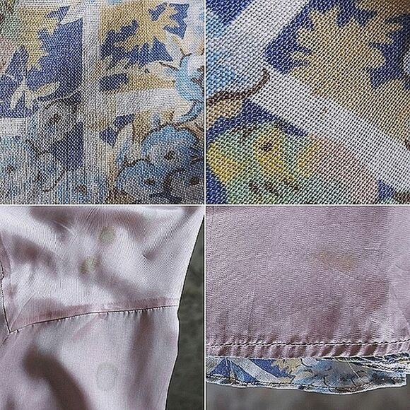 Vtg 70s blue floral print crop blouse & maxi skirt set - Picture 13 of 16